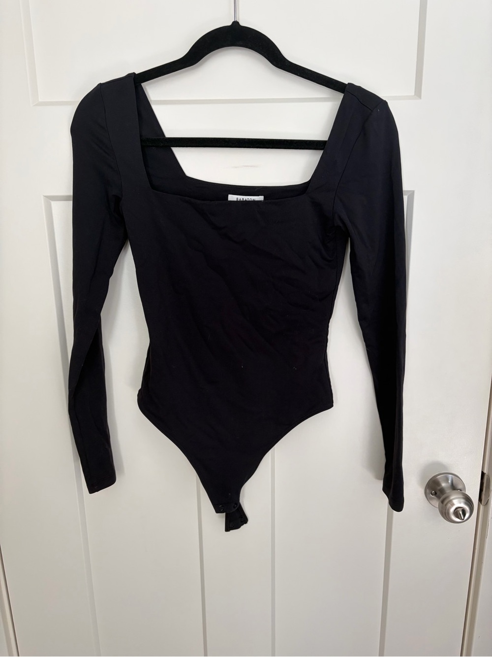 Aritzia Black Long Sleeve Square Neck Bodysuit